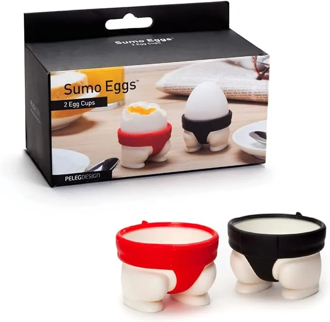 Sumo Eggs - Soft or Hard Boiled Egg Cup Holders (Set of 2) Sumo Design - Utensil Kitchen Decor by Peleg DesignSumo Eggs - Soft or Hard Boiled Egg Cup Holders (Set…