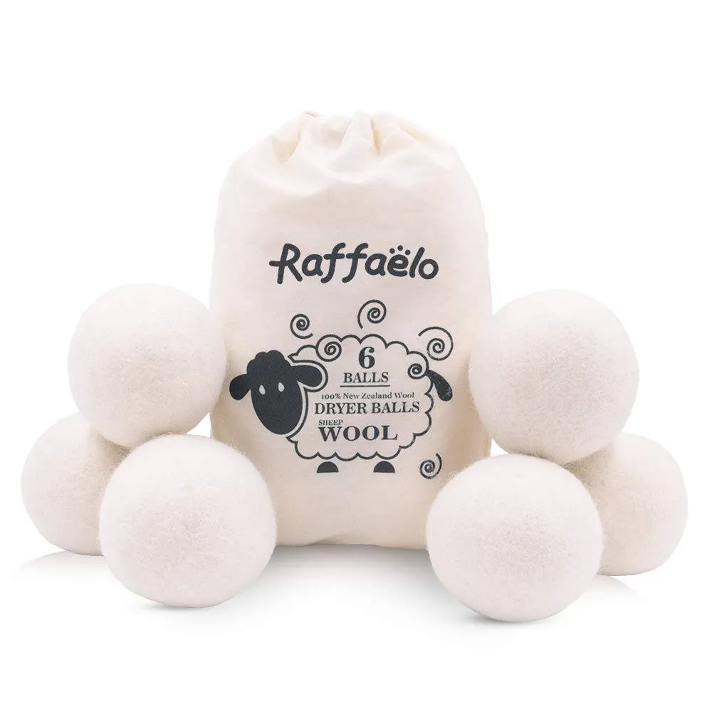 Raffaelo Wool Ball, Wool Dryer Balls XL Premium Reusable Natural Fabric Softener ...