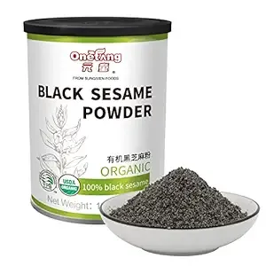 ONETANG Organic Black Sesame Powder, No Sugar, Low Temp Roasted, HALAL, NON-GMO, Black Sesame Paste 12.36 Oz (350g)