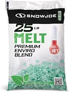 Snow Joe Amazon Exclusive, Melt-2-Go, Ice and Snow Melt, Fast Acting CMA Blended Ice Melter, Effective at Sub Zero -10 Degree Temperature, 25-Pound Bag , Packaging may vary, Green