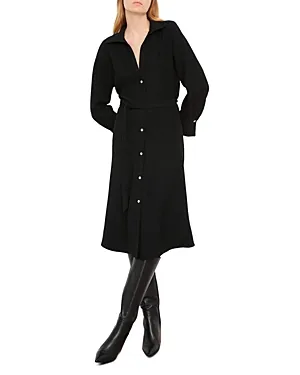 Shop Vince Belted Shirt Dress In Black