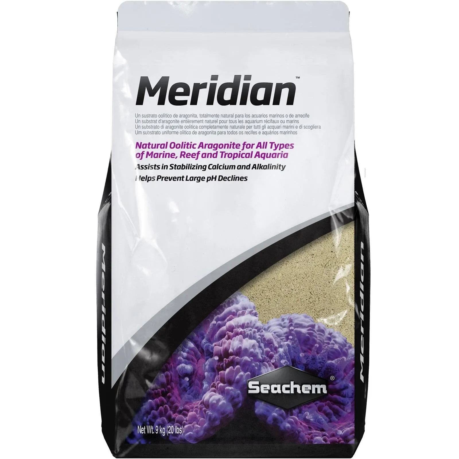 Seachem Meridian Sand 20 lbs Natural Aragonite Sand for Marine &amp; Reef Aquariums