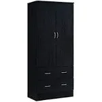 Hodedah HI29 2-Door Wardrobe with 2 Drawers