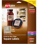 Avery Kraft Brown Print-to-the-Edge Square Labels