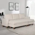 220926 Kristen Fabric Reversible Sectional and Storage Ottoman, Cream