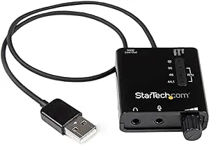 StarTech.com USB Sound Card w/ SPDIF Digital Audio & Stereo Mic – External Sound Card for Laptop or PC – SPDIF Output (ICUSBAUDIO2D),Black 0.6" x 1.8"