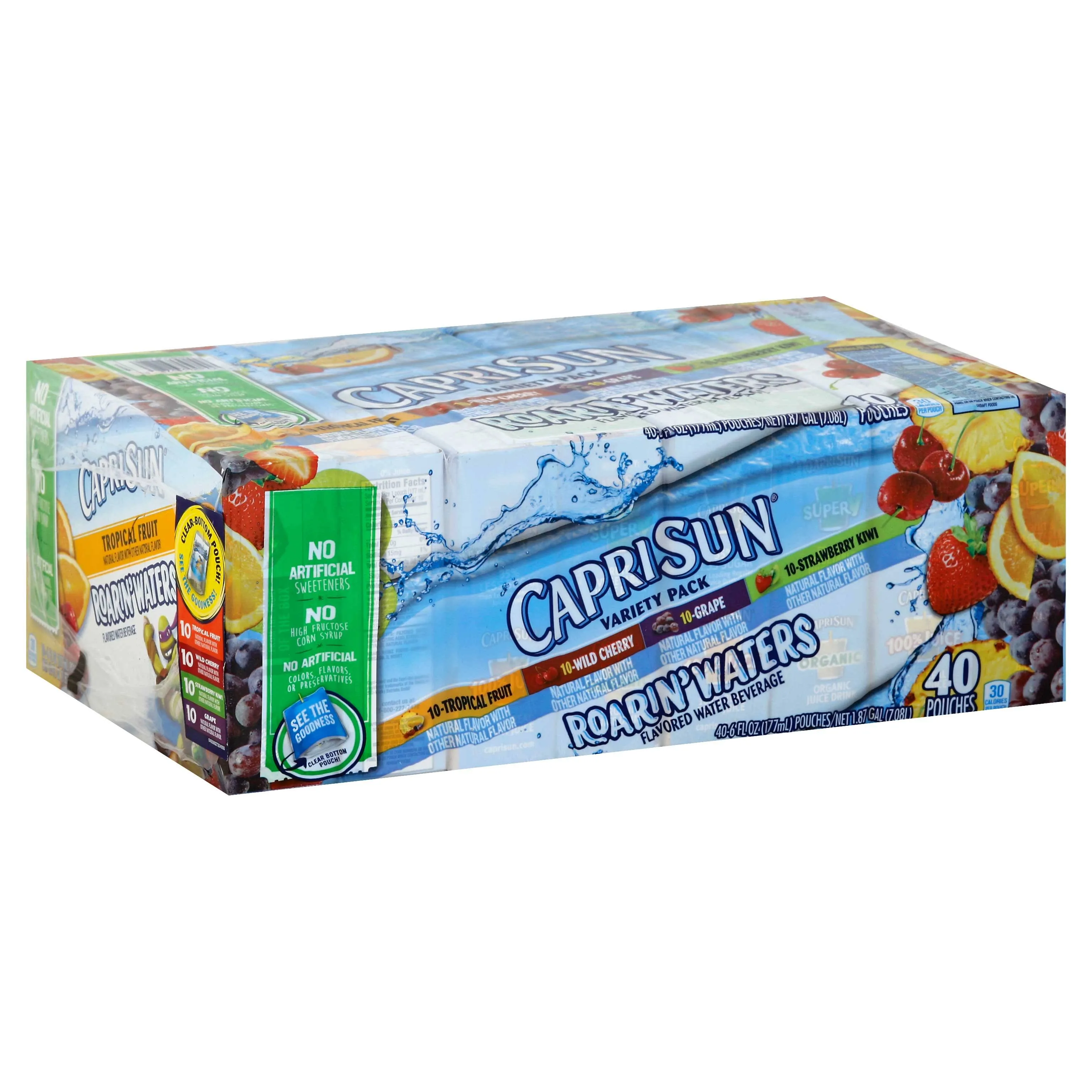 Capri Sun Roarin' Waters Water Beverage, Variety Pack - 40 pack, 6 fl oz pouches