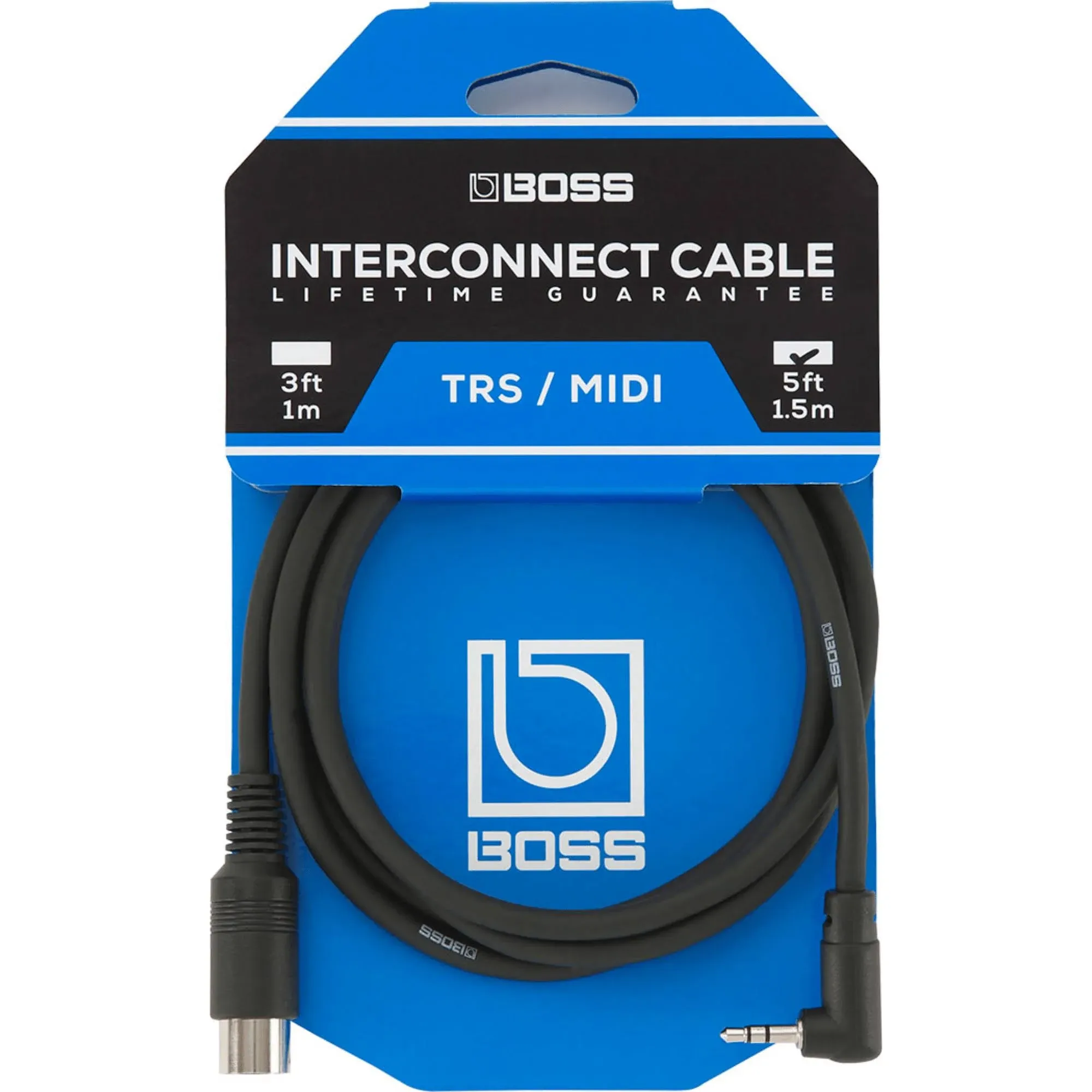 Boss BMIDI-5-35 Type A 3.5mm TRS to Male 5-pin DIN MIDI Cable - 5 foot