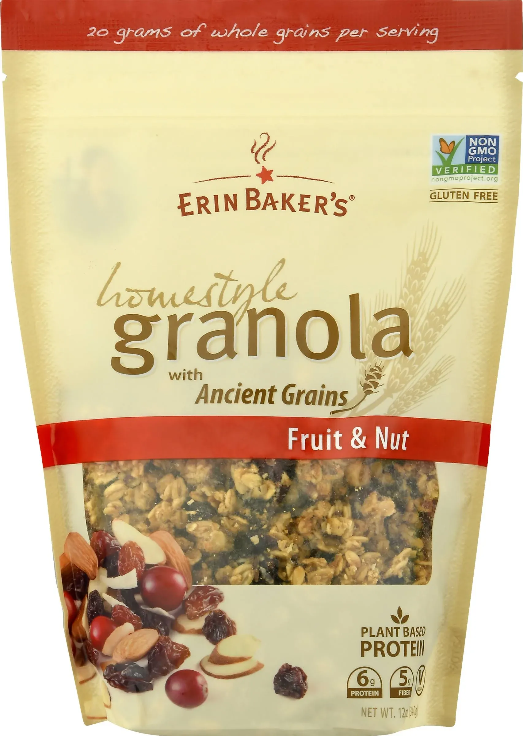 Erin Baker&#039;s Homestyle Granola, Fruit &amp; Nut, Ancient Grains, Vegan, Non-GMO,