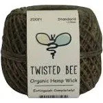 Twisted Bee 100% Organic Hemp Wick with Natural Beeswax Coating (200ft x Standard Size)