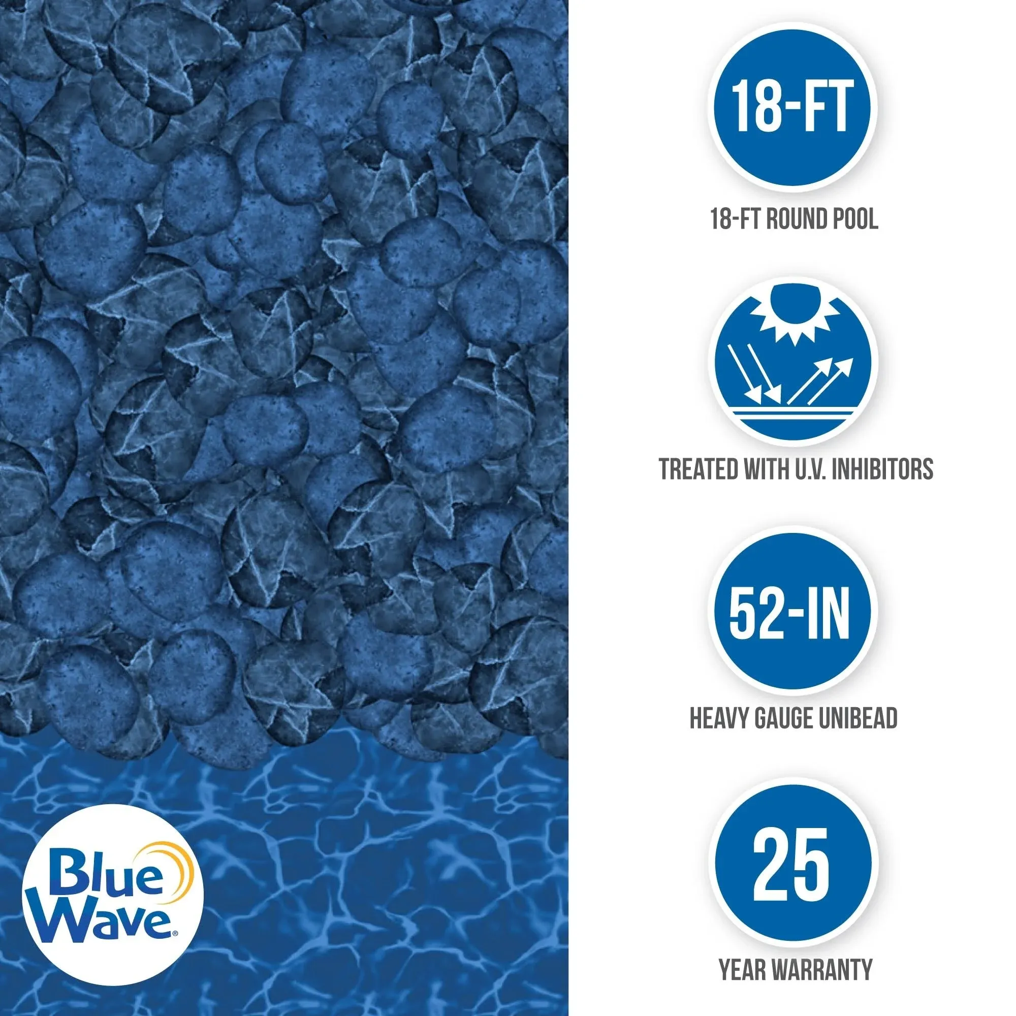 Blue Wave Nl517-40 Pebble Cove 18-ft Round Heavy Gauge Unibead Liner - 52-in