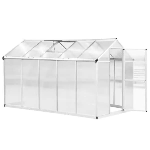 6.25 ft. W x 8 ft. Stable Outdoor Walk-In Garden Greenhouse with Roof Vent for Plants, Herbs and Vegetables