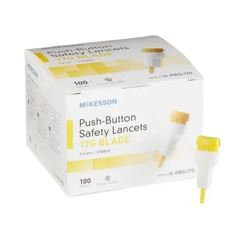 McKesson Push Button Safety Lancet, 28 Gauge - Box/100