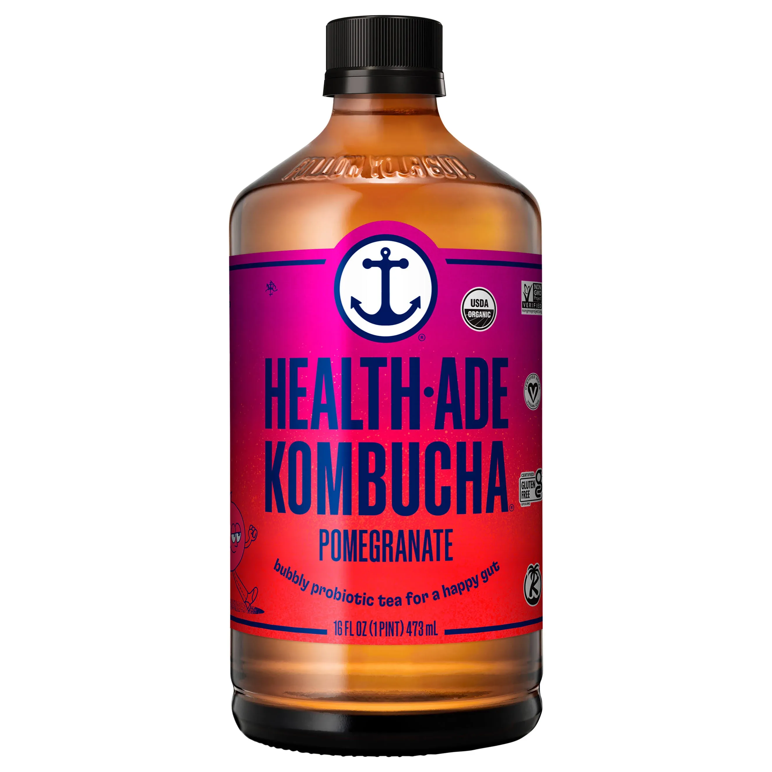 Health-Ade Kombucha Probiotic Tea, Pomegranate - 16 fl oz bottle