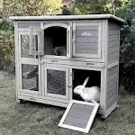 Aivituvin Indoor Bunny Cages 2 Story Rabbit Hutch with Wheel