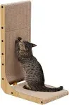 FUKUMARU Cat Scratcher, 26.8 Inch L Shape Cat Scratch Pad Wall Mounted, Cat Scratching Cardboard with Ball Toy for Indoor Cats, Large Size