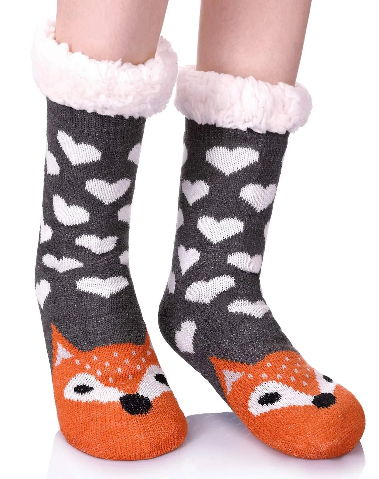 AOXION Women&#039;s Soft Warm Cute Animal Fuzzy Fleece Lining 6-10 Wide, Fox 