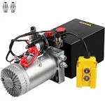 Mophorn Hydraulic Pump 6 Quart Hydraulic Power Unit 12V DC Hydraulic Pump Dump Trailer Double Acting Hydraulic Pump (Steel, 6 Quart/Double Acting)