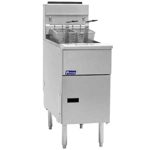 Pitco® SG14-S Natural Gas 40-50 lb. Stainless Steel Floor Fryer - 110,000 BTU