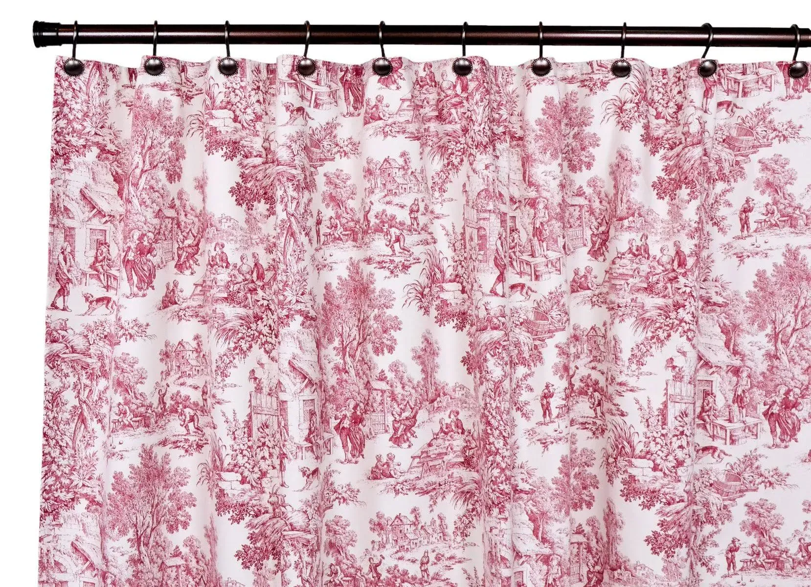 Ellis Curtain Victoria Park Toile Bathroom Shower Curtain, Red