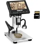 TOMLOV 1000X Error Coin Microscope with 4.3" LCD Screen, USB Digital Microscope with LED Fill Lights, Metal Stand, PC View, Photo/Video, SD Card Included, Windows Compatible, Model- DM4S