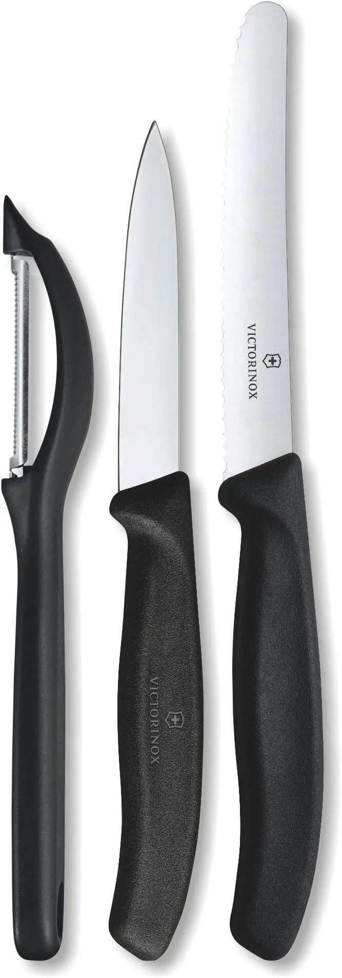 Victorinox Swiss Classic Set with Peeler, 3 Pieces Paring Knife, Set of 3, Black, 6.7113.31