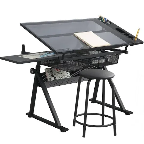 KAAYEE Drafting Tables Art Drawing Table Draft Drawing Art Desks Height Adjustable,Black