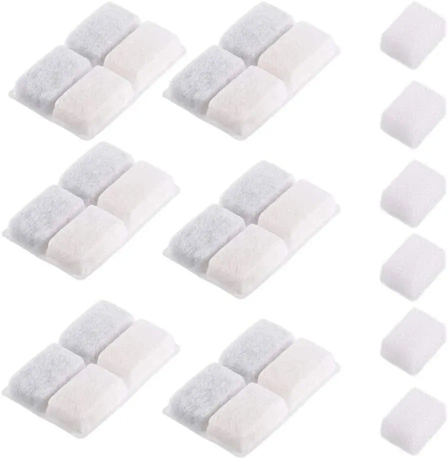 furrybaby Carbon Replacement Filters for Cat and Dog Fountain, Premium Pet Water Fountain Dispenser Filters (6 Packs for Pure White)