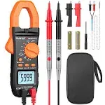 Proster Digital Clamp Meter 6000 Count - 800A DC AC Current AC/DC Voltage Multimter, TRMS NCV Continuity Capacitance Resistance Frequency Diode Hz Tester, with Test Leads, Alligator Clips