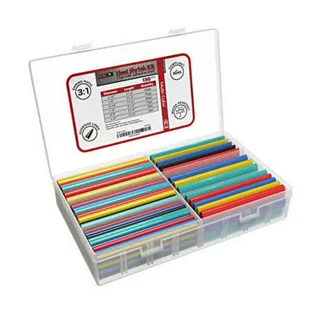 130 PC. Dual Wall Adhesive Marine Heat Shrink Kit - 3:1 Shrink Ratio - Multi-Col