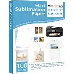 Sublimation Paper - Heat Transfer Paper 100 Sheets 8.3&#034; x 11.7&#034; for Any Epson...