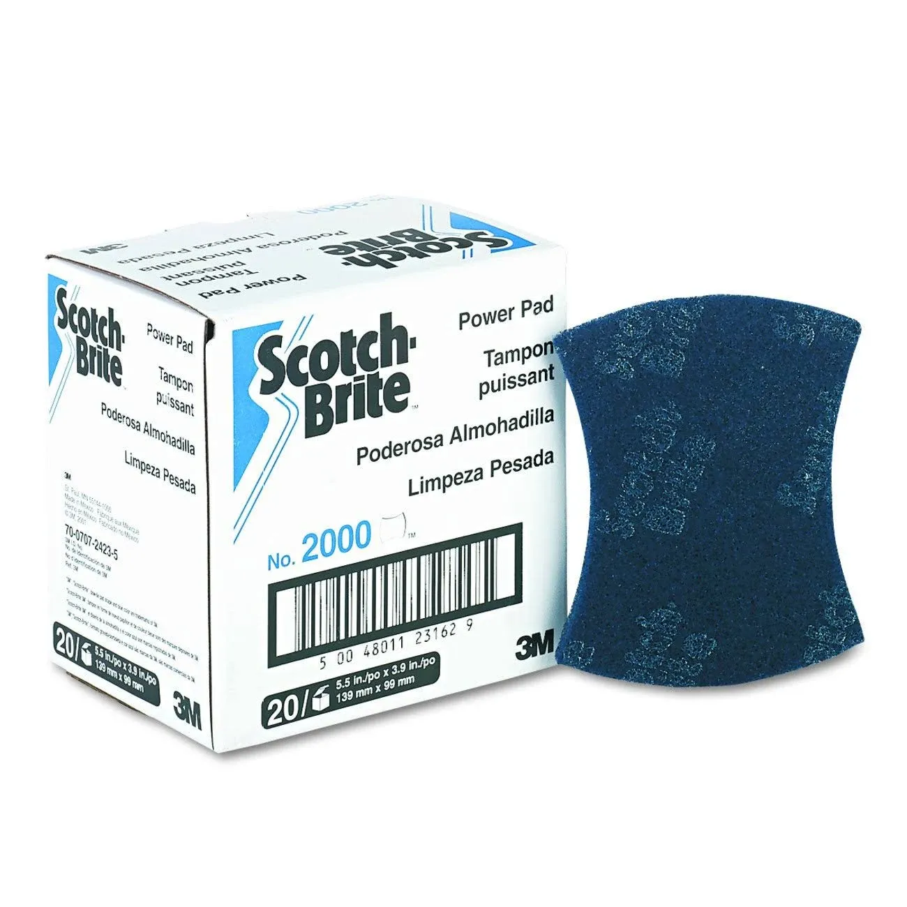 Scotch-Brite PROFESSIONAL Power Pad 2000, 5.5 x 3.9, Dark Blue, 20/Carton 2000CC