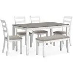 Ashley Stonehollow Dining Table and Chairs with Bench (Set of 6)