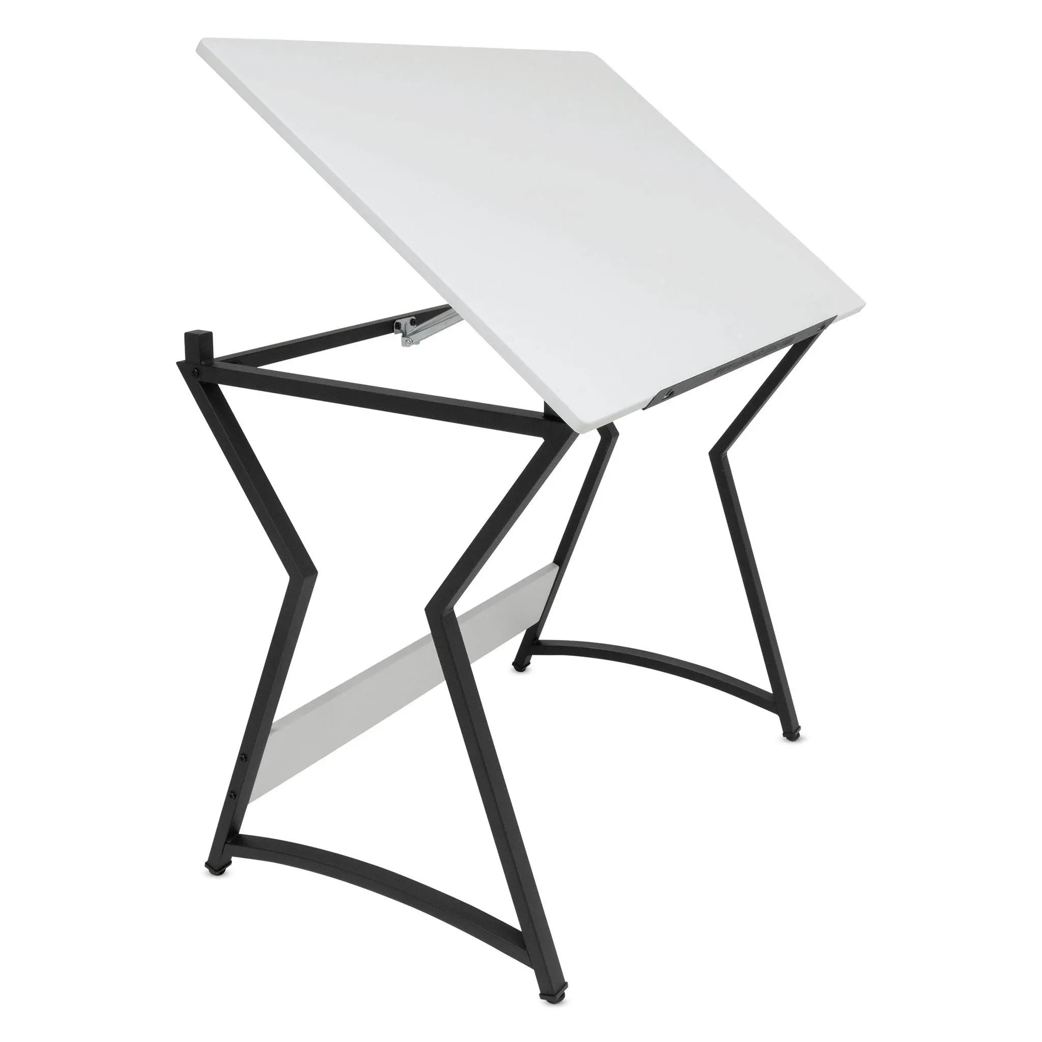 SD STUDIO DESIGNS Hourglass Craft and Drawing Table-36 W x 23.75" D Angle Adjustable Built-in Pencil Ledge Drafting Table, Charcoal/White