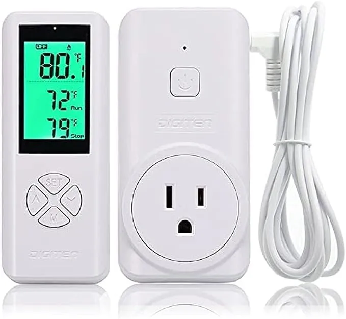 DIGITEN WTC200 Wireless Temperature Controller Thermostat Outlet Remote Control Thermometer with 2m/6ft NTC Temp Sensor Probe Heating Cooling Mode for