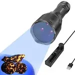 S3 365nm UV Flashlight with 3 LEDs, Powerful Blacklight Flashlights for Pet Urine Detection, Resin Curing, Rocks, Scorpion