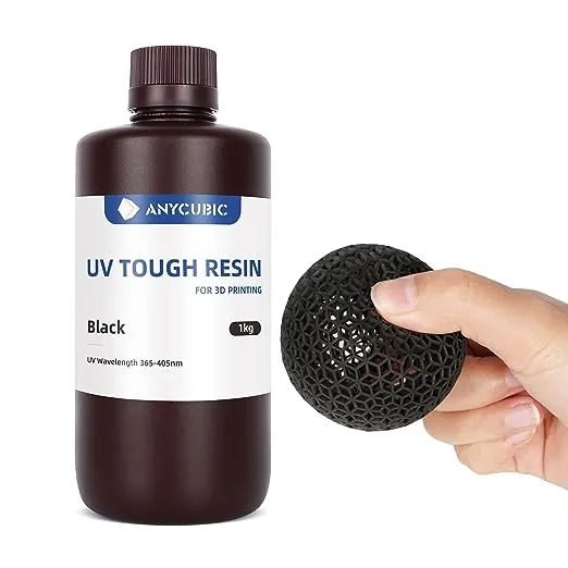 ANYCUBIC Tough Resin 2.0, 3D Printer Resin with Upgraded High Toughness and High Precision, 365-405nm Fast Curing 3D Resin for 4K 8K LCD/DLP/SLA 3D Printing (Clear, 500g)