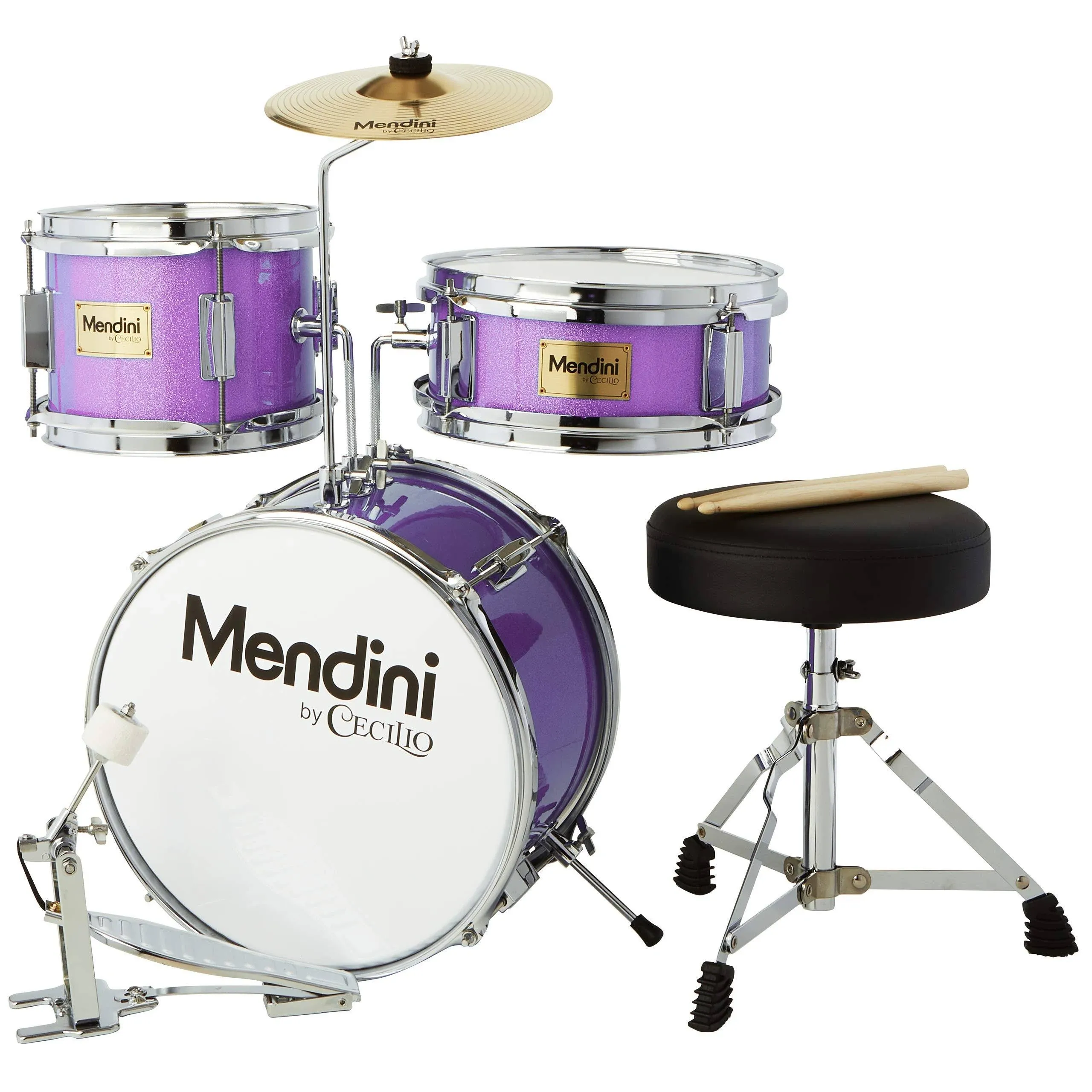 Mendini by Cecilio 13 inch 3-Piece Kids/Junior Drum Set with Throne Cymbal Pedal ...