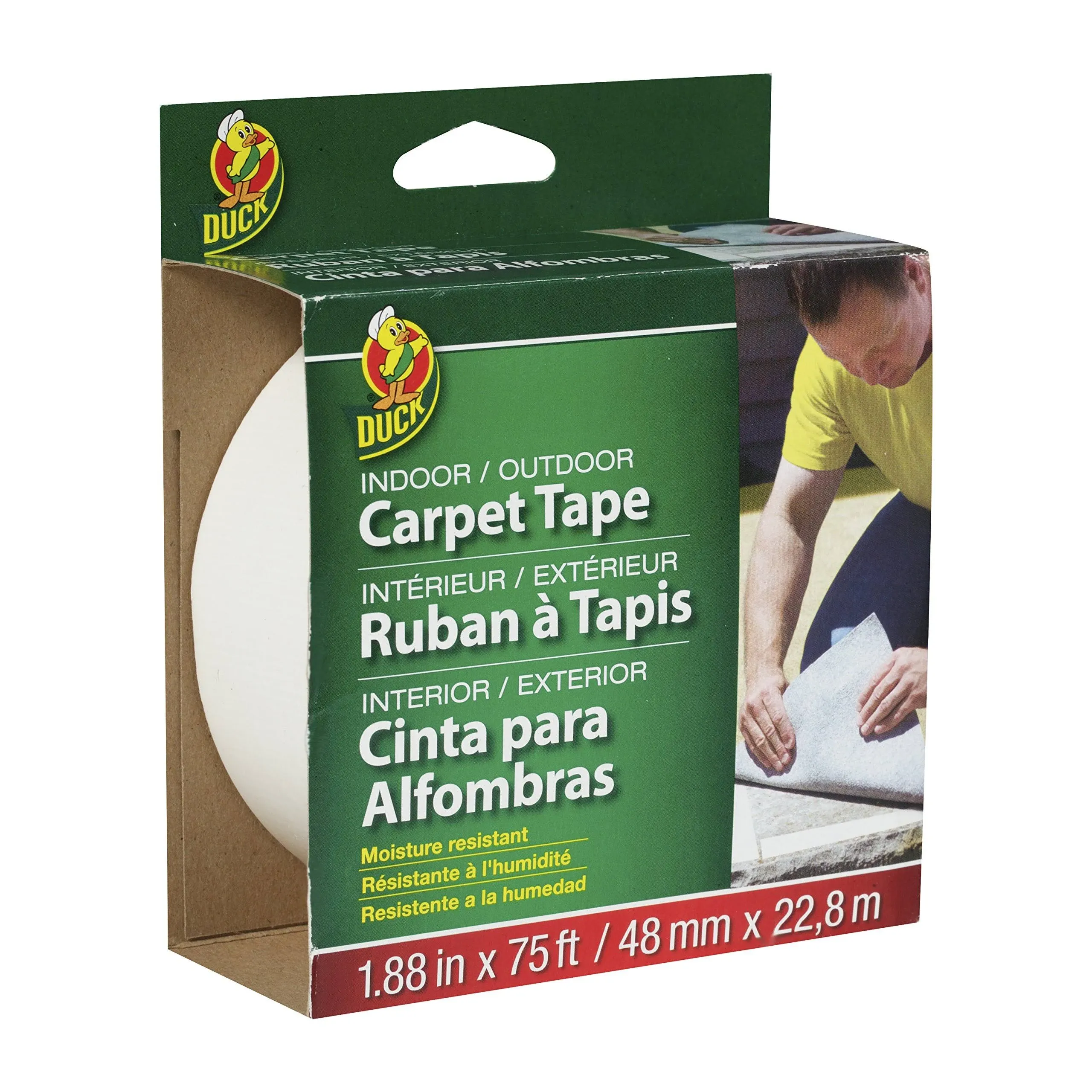 Duck 1.88 in. W x 75 ft. L Carpet Tape White