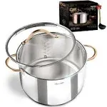 ciwete 8 Quart Stock Pot, 3 Ply Stainless Steel Stock Pot, Soup Pot Cooking Pot with Lid