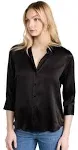 L'agence Dani 3/4 Sleeve Silk Blouse - Black L