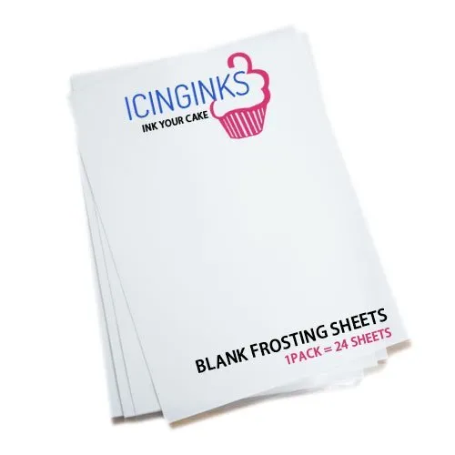 Icinginks 24 Frosting Sheets 8.5” X 11”, Icing Sheets for Cake Toppers, Cookies & Décor, A4 Very White Edible Paper, Cake Edible Paper for Birthdays, Parties, Edible Sugar Sheets for Printers