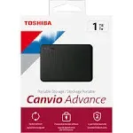 Toshiba Canvio Advance 1TB USB 3.1 (Gen 1 Type-A) 2.5 Portable External Hard Drive - Black