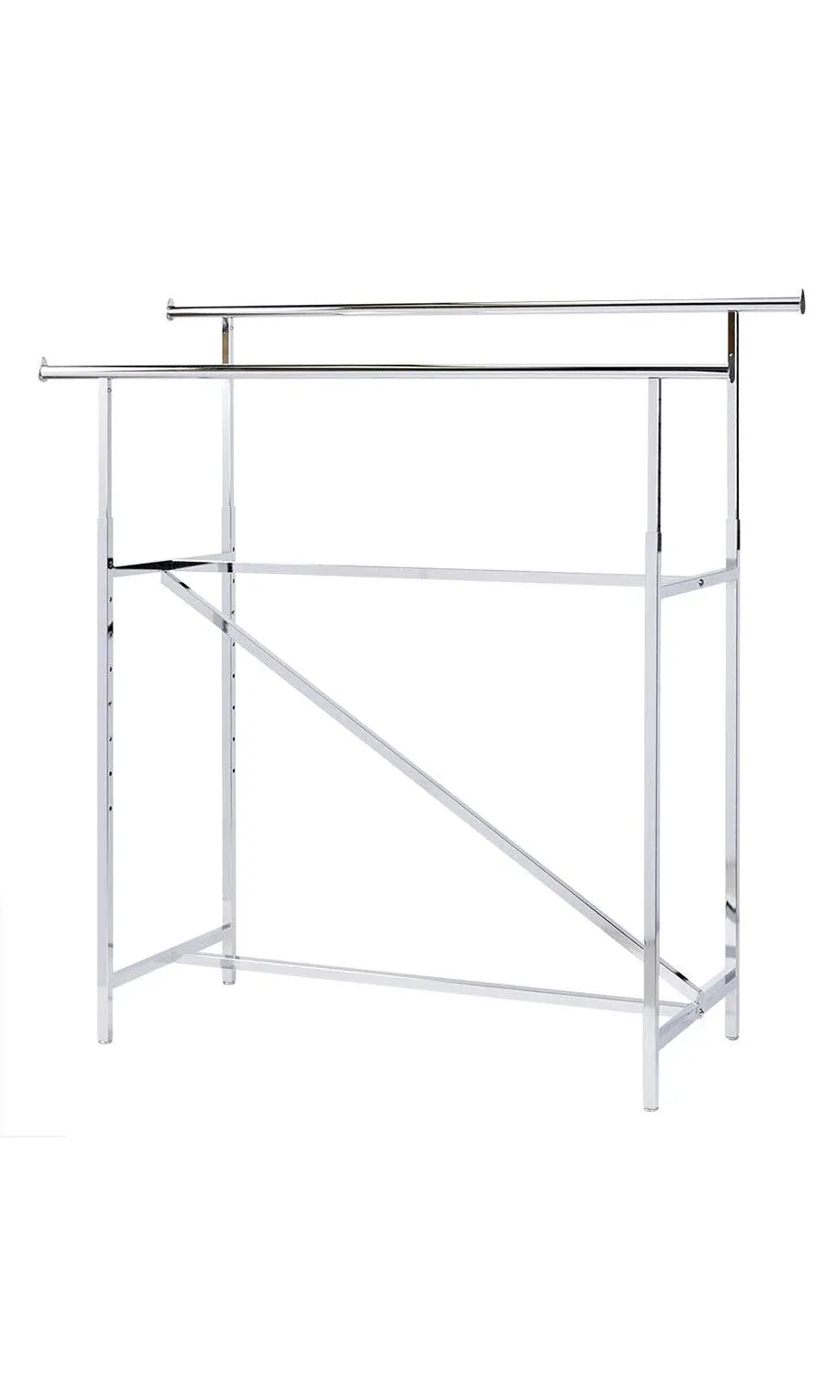 Clothing Rack Rolling Double Rail Bar Retail Clothes Salesman Garmet 300 LBS