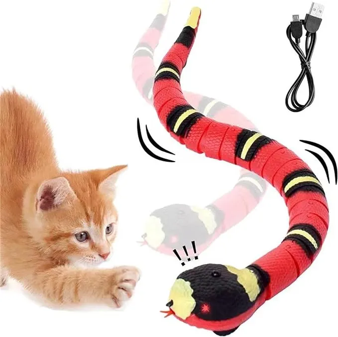 vrbabies Snake Cat Toy, Smart Sensing Cat Toys for Cats, Rechargeable Automatically Sense Obstacle and Escape, Moving Electric Cat Snake Toy Prank Pet Gift with Infrared Induction