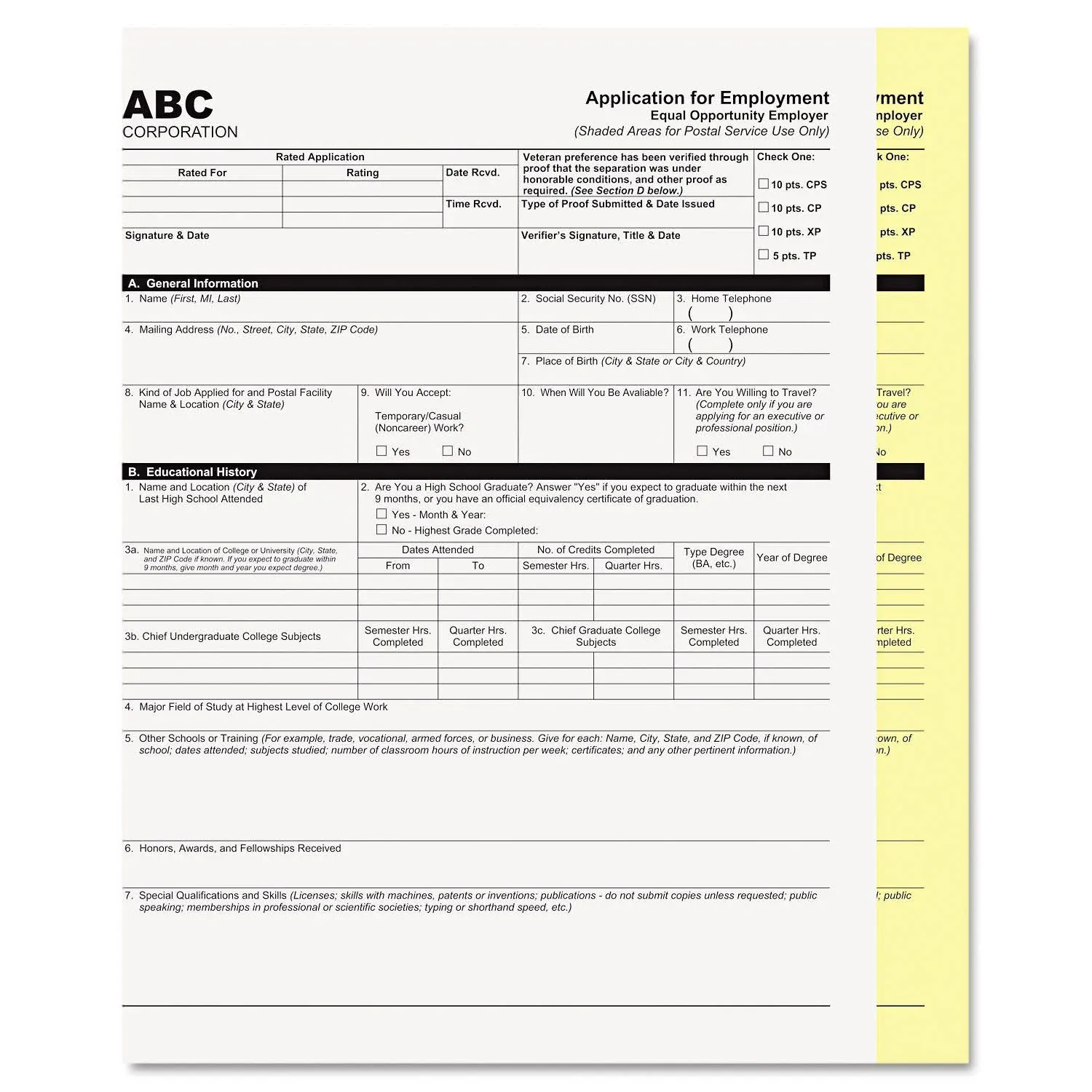 PM Company 2-Part Digital Carbonless Paper, White and Yellow