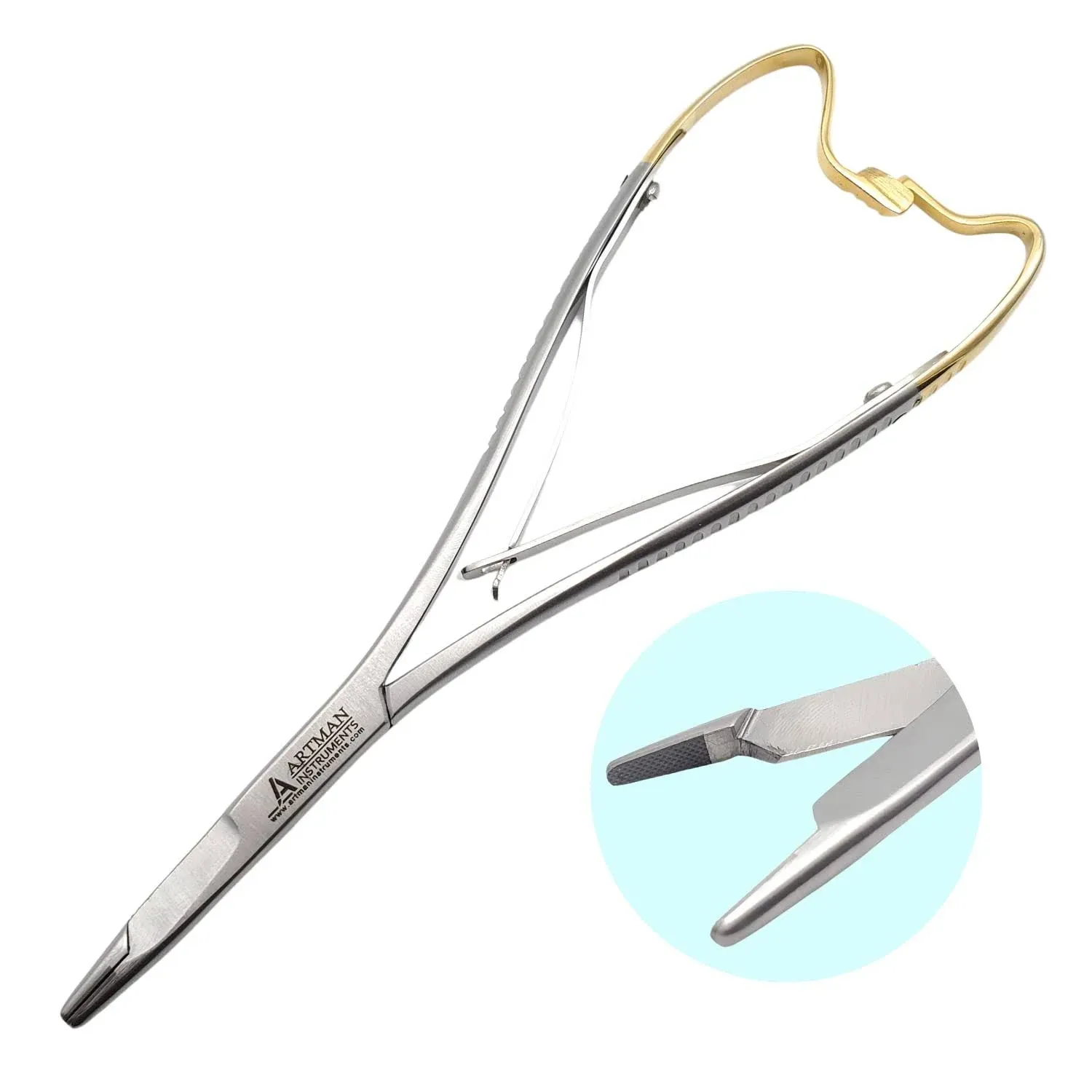 Olsen Mathieu Hegar Needle Holder 6.5"| 2 in 1 Scissors Cutting Edges Tungsten Carbide ARTMAN