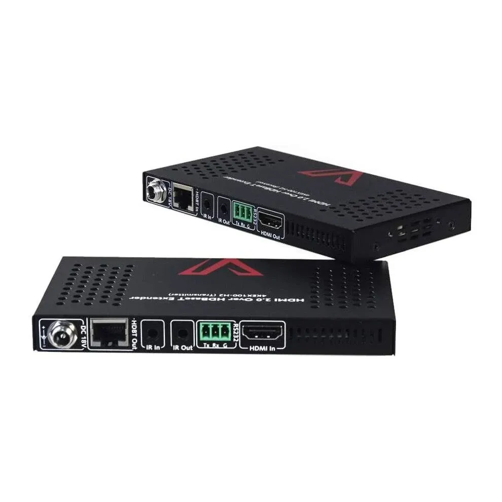 AV Access HDBaseT HDMI Extender Over Cat5e/6/6a/7 Ethernet up to 330ft/100m 4K@60Hz, Supports HDCP2.2, HDMI2.0, Bi-Directional IR and RS232 Pass-Through, Auto EDID, PoE, CEC, Dolby Vision (4KEX100-H2)