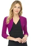 Women&#039;S Chic Soft Knit Stretch Bolero Shrug with Ruched Sleeves