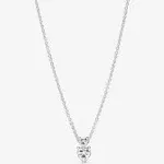 Pandora Double Heart Pendant Sparkling Collier Necklace